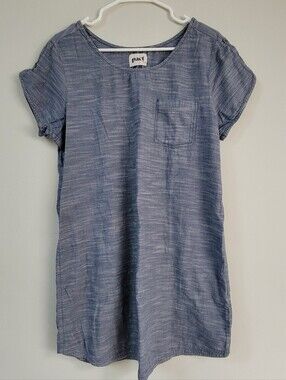 Pact Blue Pull Over Cotton T Shirt Dress Women Size L Relaxed Casual Minimal